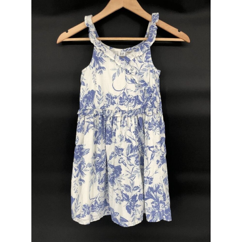 Gap Kids Blue Floral Sleeveless Ruffle Dress Girls M (8) Easter Sundress Cottage